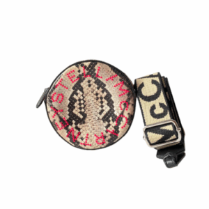 Stella Mccartney Pink Python Print Logo Round Crossbody Bag