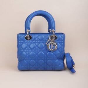 Christian Dior Blue Medium Lady Dior Tote Bag