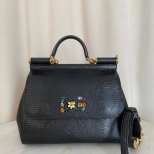 Dolce & Gabbana Black Sicily Crystal Medium Bag