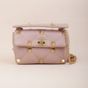 Valentino Rose Roman Stud Medium Shoulder Bag with Chain