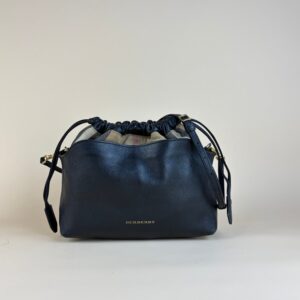 Burberry Black Little Crush Leather House Check Crossbody Bag