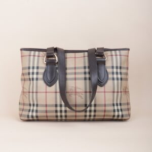 Burberry Bicolor Haymarket Check Regent Tote Medium Shoulder Bag