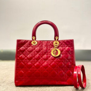Christian Dior Red Lady Dior Large Bag