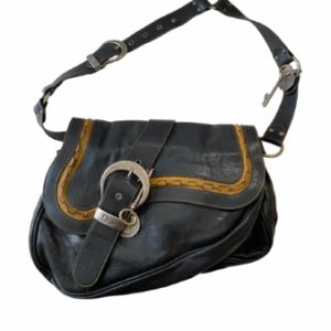 Christian Dior Black Vintage Saddle Bag