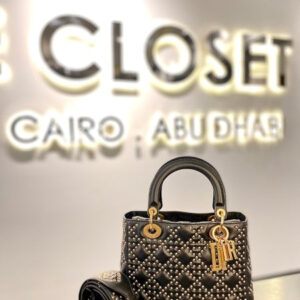 Christian Dior Black Studded Lady Dior Bag