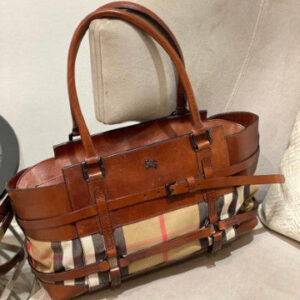 Burberry Camel House Check Bridle Satchel Bag
