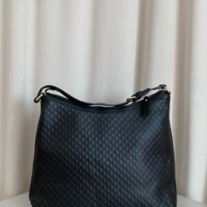Gucci Black GG Microguccissima Hobo Bag