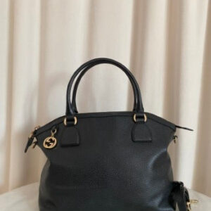 Gucci Black Tote Charm Dome Satchel Bag