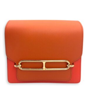 Roulis Bicolore Mini Capucine/Terre Battue in Evercolor, Permabrass hardware