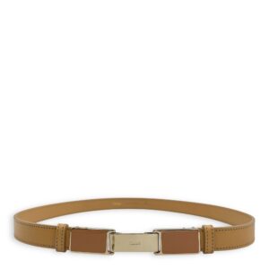 Ladies Belt S Brown in Calfskin, Gold hardware