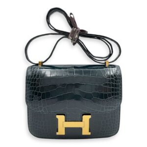 Constance Mirror 18 Vert Rousseau in Shiny Alligator, Gold hardware