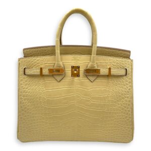 Birkin 25 Vanille in Matte Alligator, Gold hardware