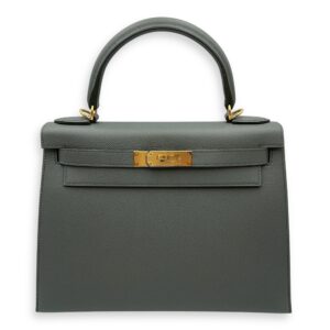 Sellier Kelly 28 Vert Amande in Epsom, Gold hardware