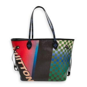 Damier Race Neverfull MM Noir/Rouge Shoulder Bag in Canvas, Gold hardware