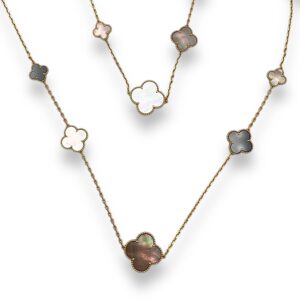 Magic Alhambra, 16 Motifs Long Necklace in Gold Hardware