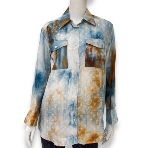 LV Tie Dye Monogram Multicoloured Silk Shirt 36 Blue Ready-To-Wear