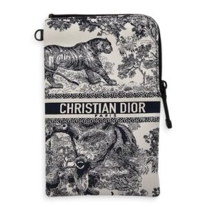 Travel Multifunctional Blue Pouch in Toile de jouy technical fabric, Gunmetal hardware