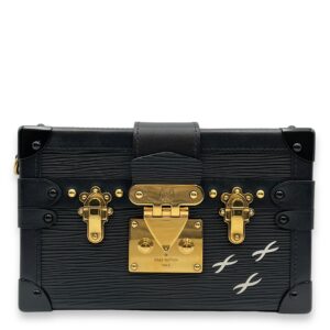 Malle Petite Noir Shoulder Bag in Epi Leather, Gold hardware