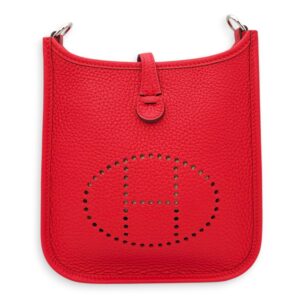 Evelyne (Short Strap) Mini Rouge Radieux in Clemence, Palladium hardware