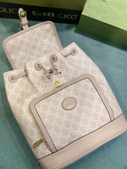 Backpack with Interlocking G Beige and white - GB070 - Image 9