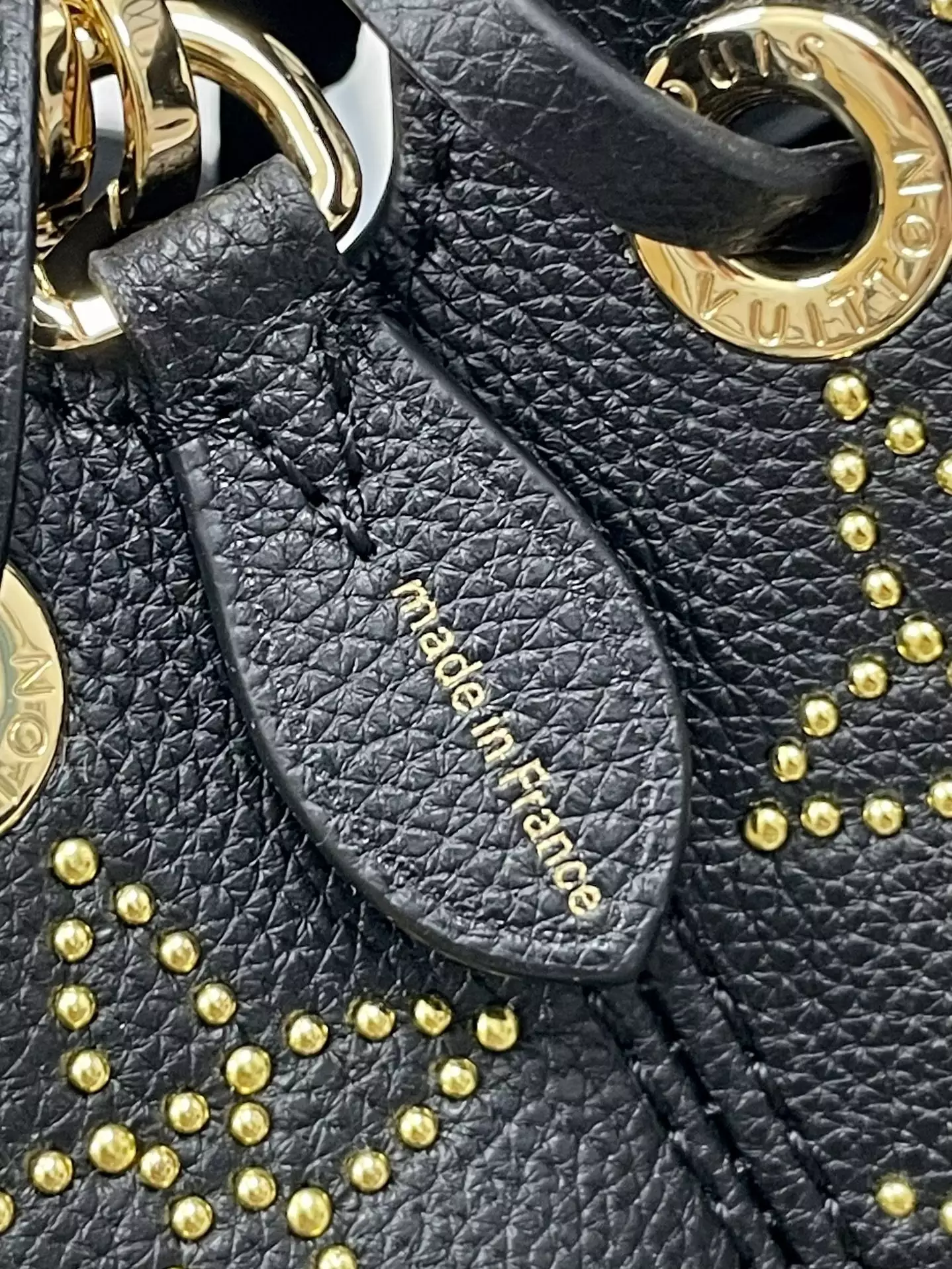 Bella Bucket Bag Monogram Gold Lamination Black Leather - Repbags.ru - Image 9