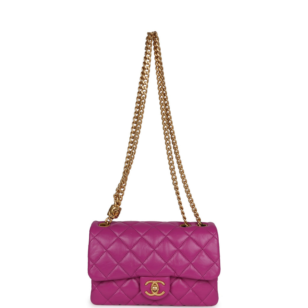 Chanel Small Crush Flap Bag Purple Shiny Aged Calfskin Brushed Gold Hardware - Image 8