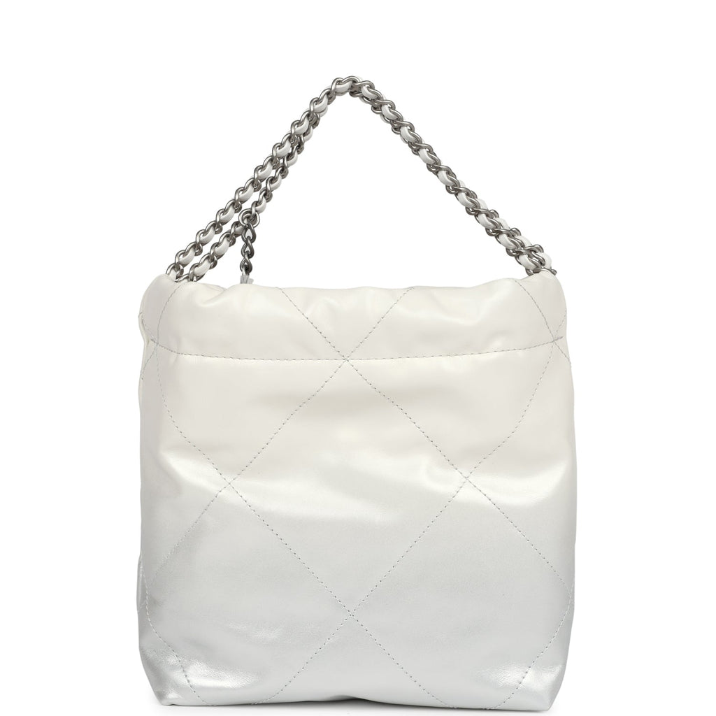 Chanel Mini 22 Bag White and Silver Ombre Metallic Calfskin Silver Hardware - Image 5