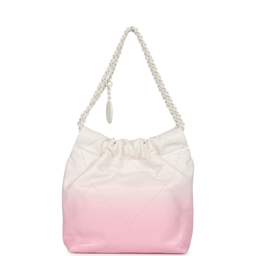 Chanel Mini 22 Bag Pink and White Ombre Calfskin Lacquered Metal Hardware - Image 5