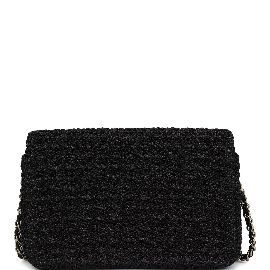 Chanel Mini Summer Nights Flap Bag Black Woven Patent Leather Light Gold Hardware - Image 5