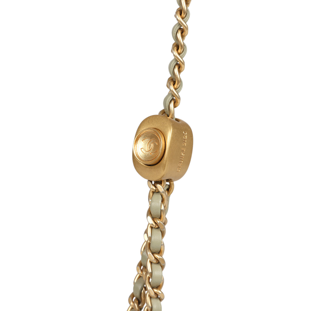 Chanel Mini "Savon De Marseille" Camera Case Bag Khaki Shiny Lambskin Brushed Gold Hardware - Image 8