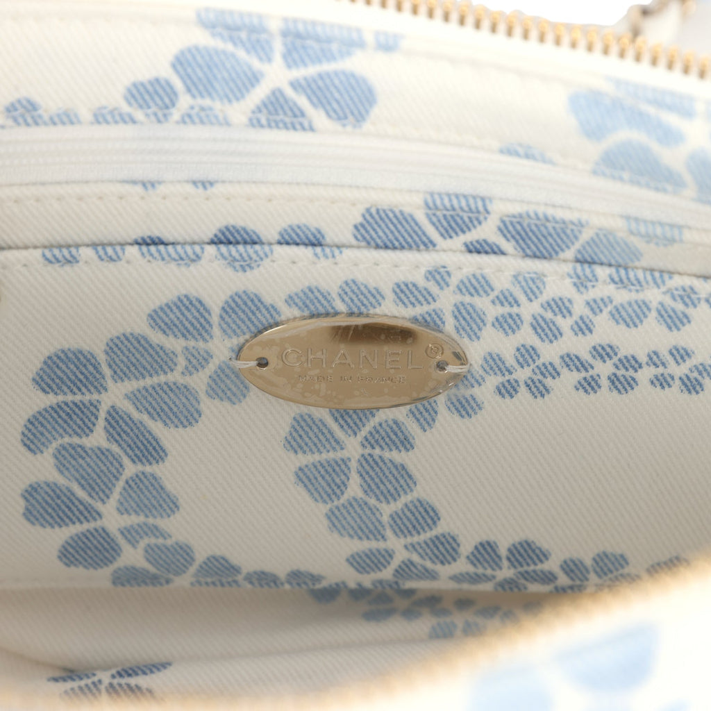Chanel Large Coco Beach Hobo Bag in White and Blue Denim Light Gold Hardware - Image 10