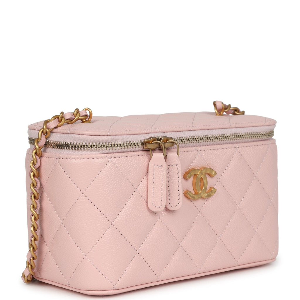 Chanel Small CC Vanity Case Light Pink Caviar Faux Pearls Brushed Gold Hardware - Image 3