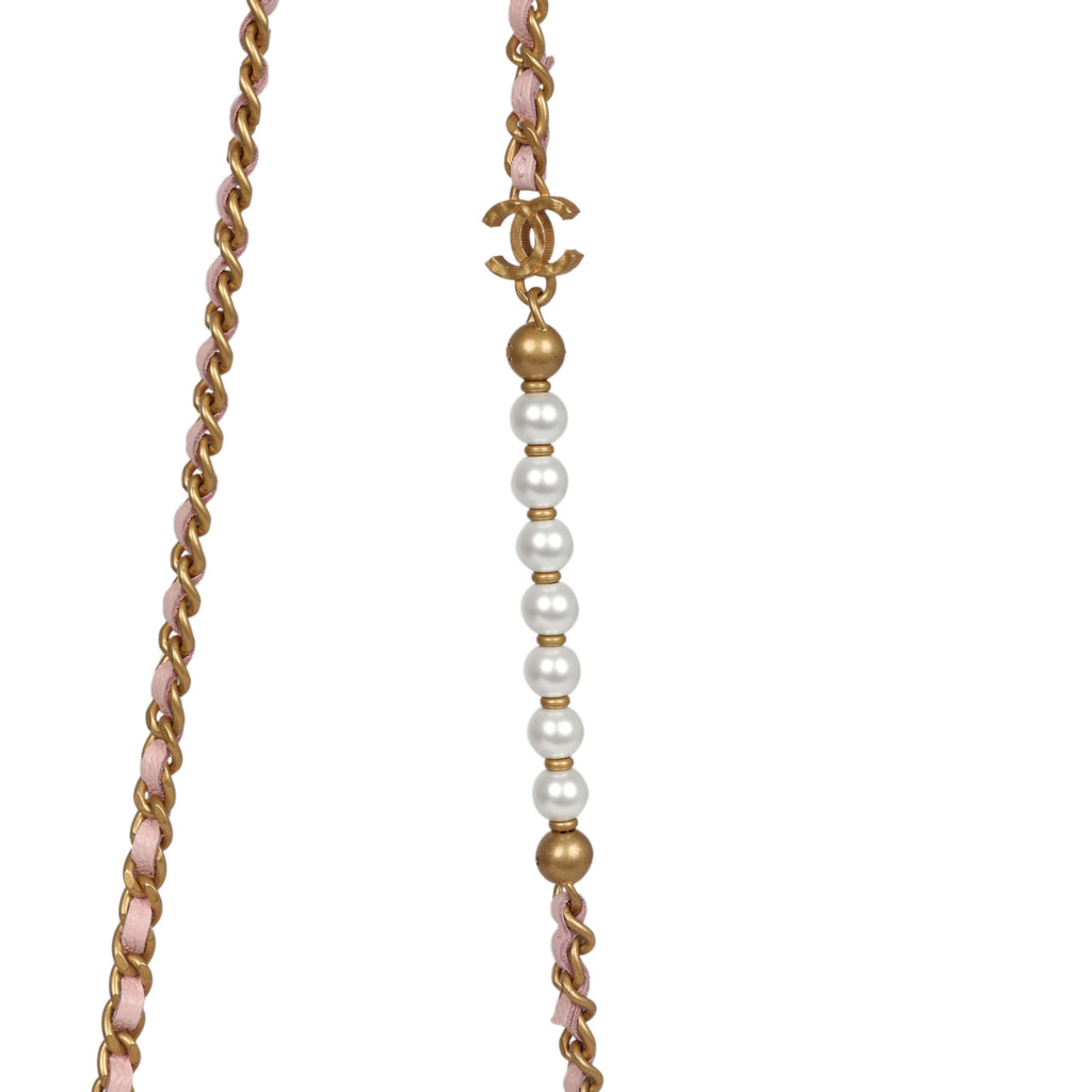 Chanel Small CC Vanity Case Light Pink Caviar Faux Pearls Brushed Gold Hardware - Image 9