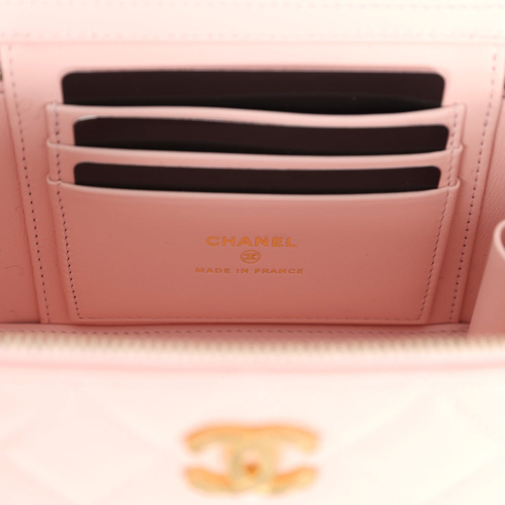 Chanel Small CC Vanity Case Light Pink Caviar Faux Pearls Brushed Gold Hardware - Image 12