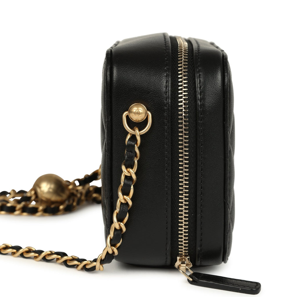 Chanel Mini Pearl Crush Clutch Bag with Chain Black Lambskin Antique Gold Hardware - Image 4