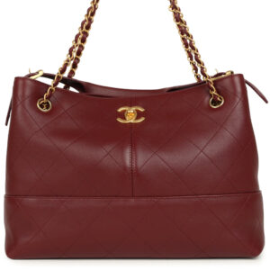 Chanel Small Coco Hobo Bag Burgundy Calfskin Antique Gold Hardware