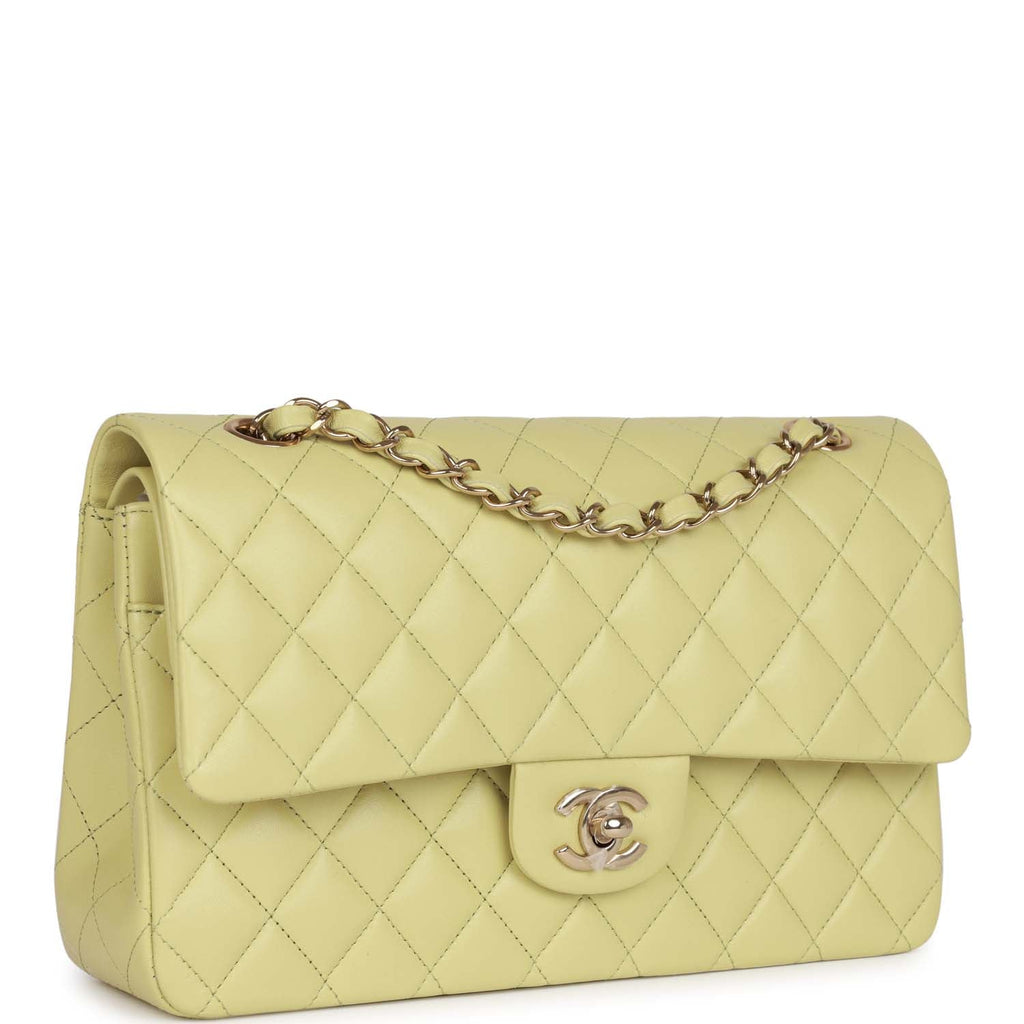 Chanel Medium Classic Double Flap Bag Light Green Lambskin Light Gold Hardware - Image 3