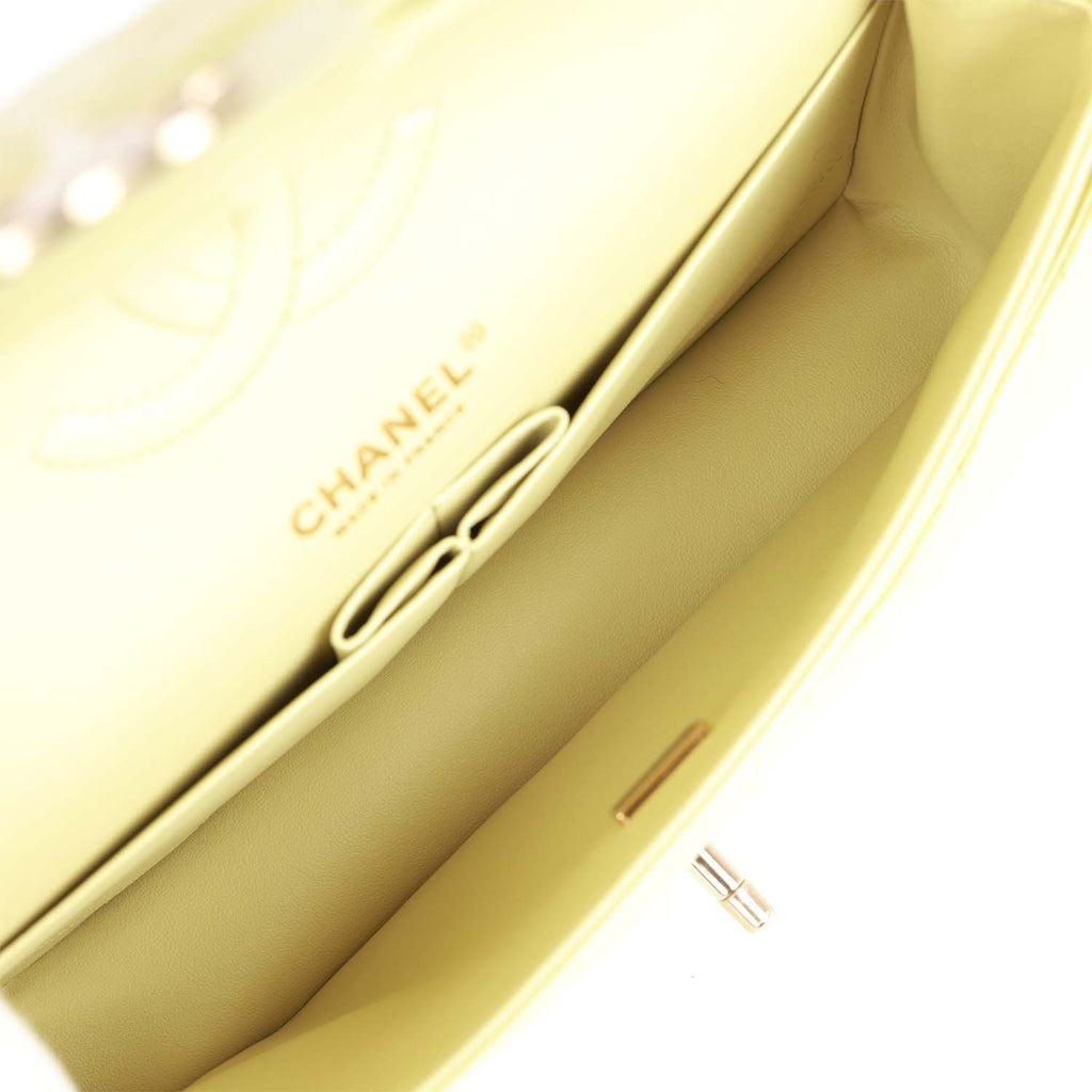 Chanel Medium Classic Double Flap Bag Light Green Lambskin Light Gold Hardware - Image 10