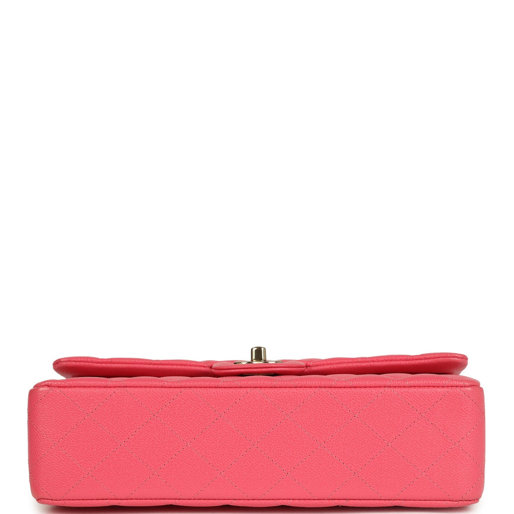 Pre-owned Chanel Medium Classic Double Flap Bag Dark Pink Shiny Caviar Gold Hardware - Image 7