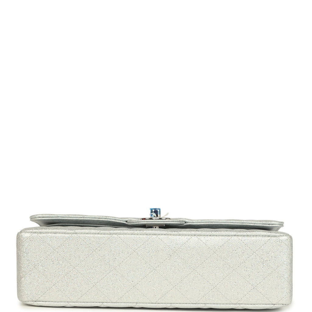 Chanel Medium Classic Double Flap Silver Glitter Caviar Silver Hardware - Image 7
