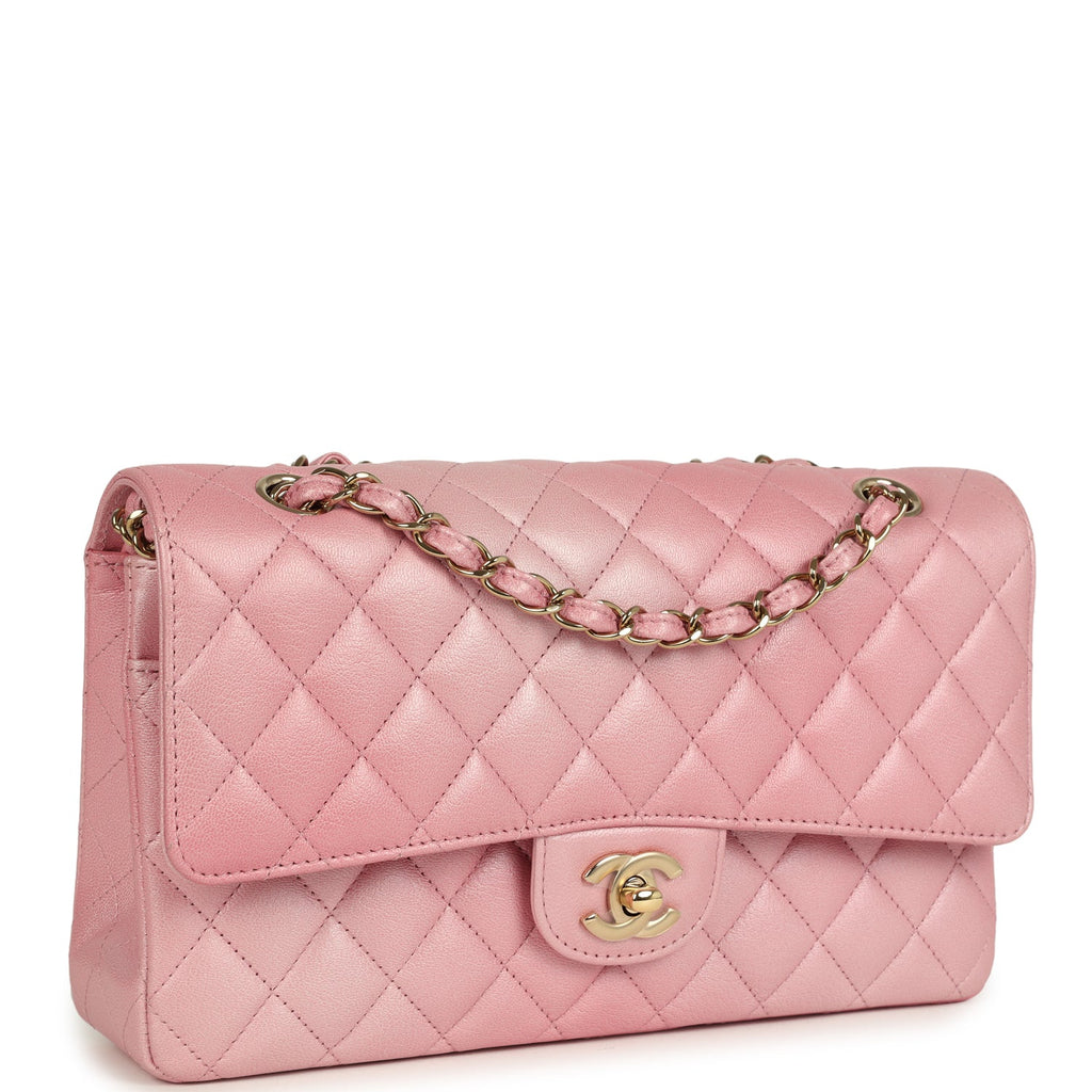 Pre-owned Chanel Medium Classic Double Flap Bag Pink Iridescent Ombre Goatskin Light Gold Hardware - Image 3