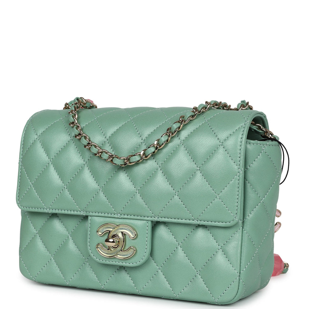 Chanel Candy Heart Mini Flap Bag Turquoise Lambskin Enamel and Light Gold Hardware - Image 6