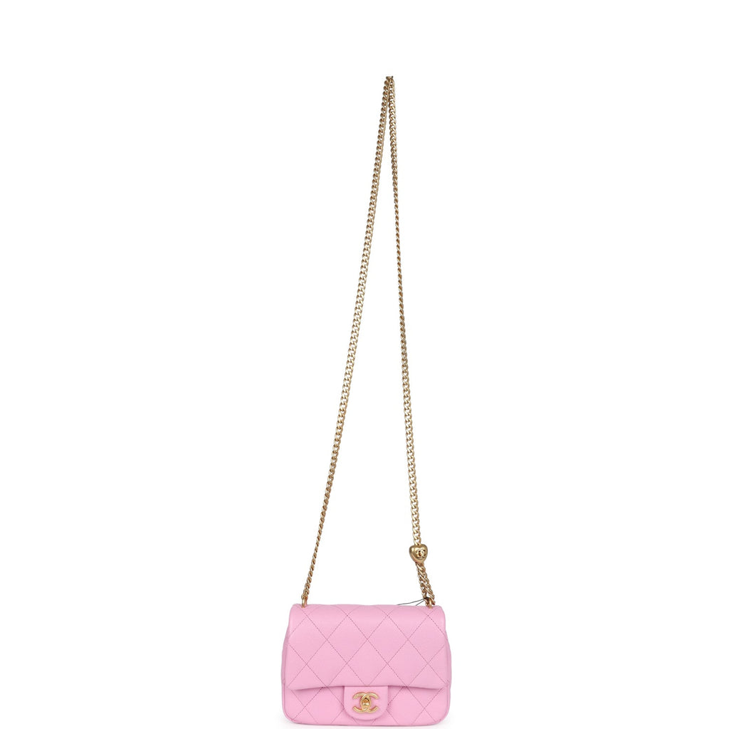 Chanel Mini Sweetheart Crush Square Flap Bag Pink Caviar Aged Gold Hardware - Image 8