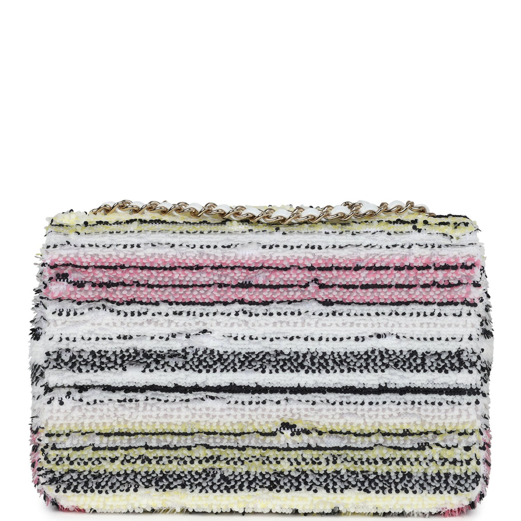 Chanel Mini Rectangular Flap White Multicolor Sequin Light Gold Hardware - Image 5