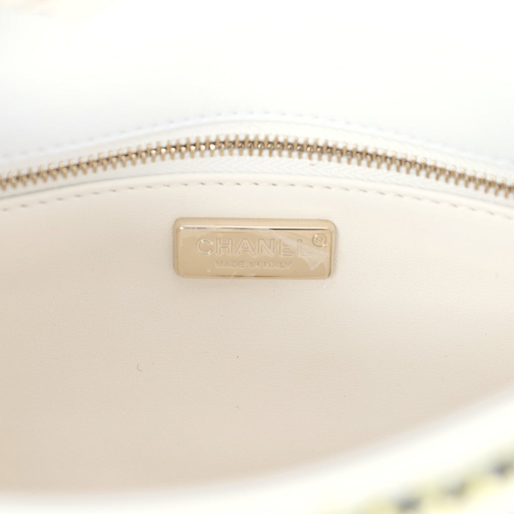 Chanel Mini Rectangular Flap White Multicolor Sequin Light Gold Hardware - Image 10
