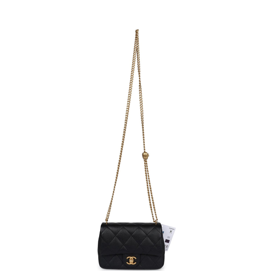 Chanel Mini Sweetheart Crush Square Flap Bag Black Caviar Antique Gold Hardware - Image 8