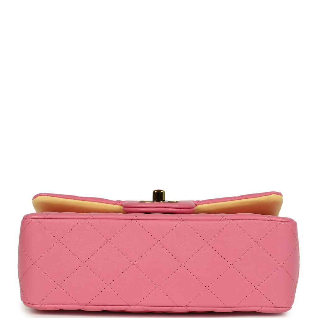 Chanel Mini Classic Rectangular Flap Bag Pink and Yellow Lambskin Iridescent Hardware - Image 7