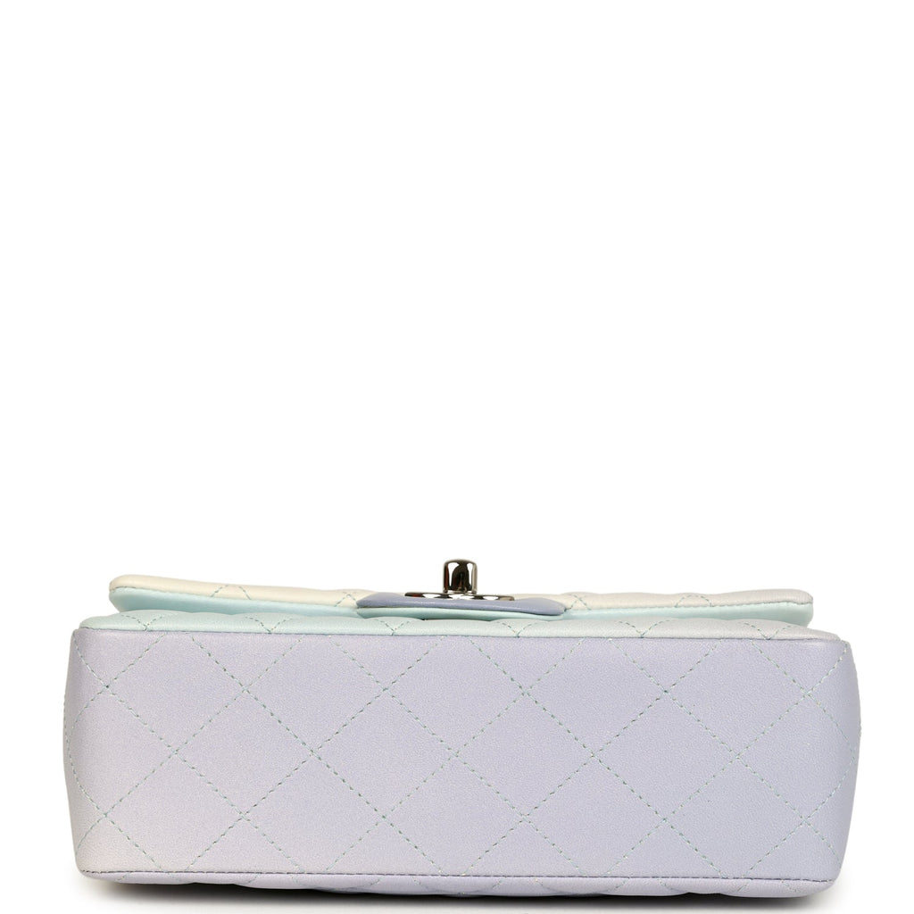 Pre-owned Chanel Mini Classic Rectangular Flap Bag Ombre Purple Iridescent Lambskin Silver Hardware - Image 7