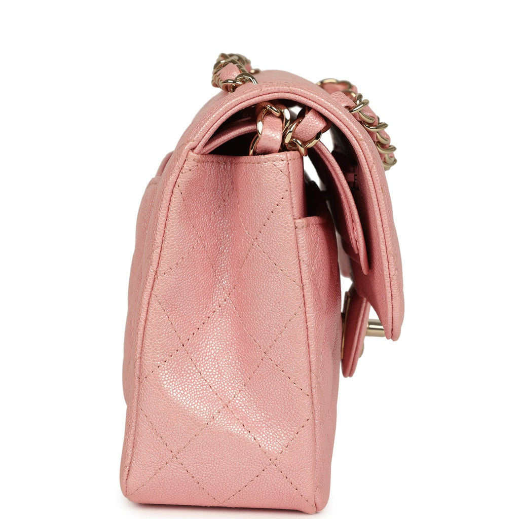 Chanel Small Classic Double Flap Bag Pink Iridescent Caviar Light Gold Hardware - Image 4