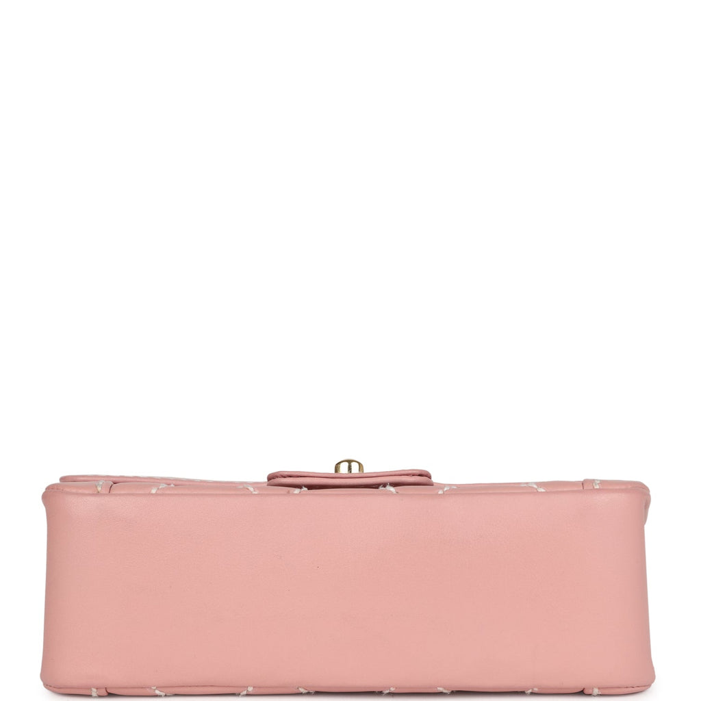 Vintage Chanel Mini Wild Stitch Surpique Top Handle Flap Bag Pink Calfskin Gold Hardware - Image 7